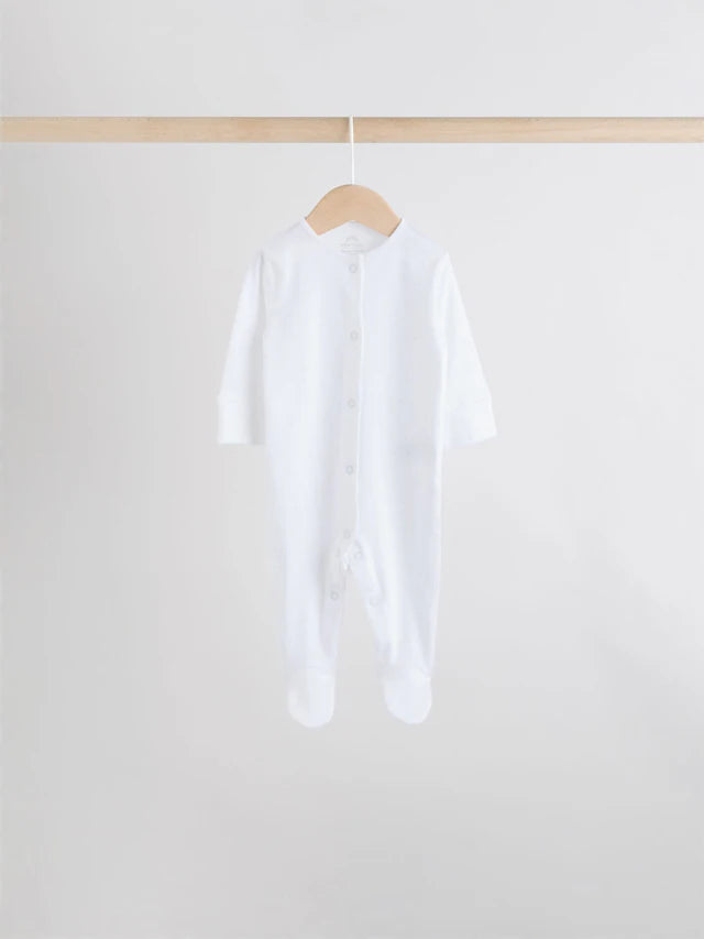 |BabyBoy| Pacote Com 7 Macacões De Dormir Brancos Para Bebês, Pacote com 4 (0-2 anos)