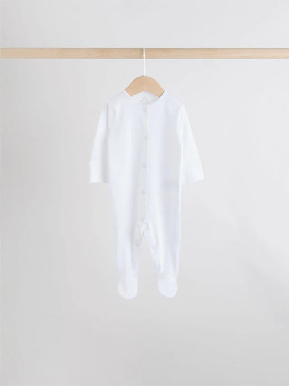 |BabyBoy| Pacote Com 7 Macacões De Dormir Brancos Para Bebês, Pacote com 4 (0-2 anos)