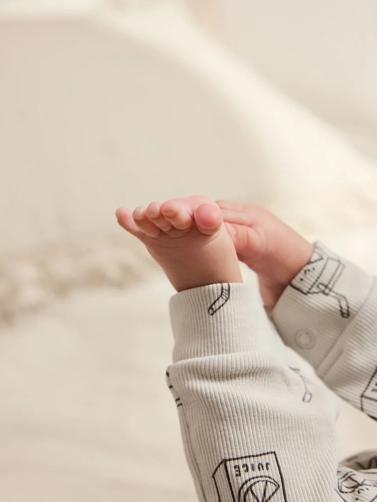 |BabyGirl| Pacote Com 3 Macacões Sem Pés Para Bebês Neutral Croissant Breakfast (0 meses a 3 anos)