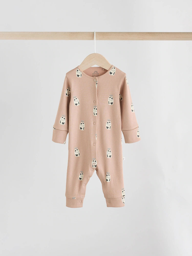 |BabyGirl| Pacote Com 3 Macacões Sem Pés Para Bebês Neutral Croissant Breakfast (0 meses a 3 anos)