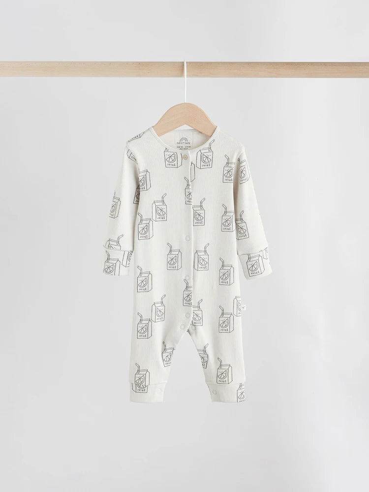 |BabyGirl| Pacote Com 3 Macacões Sem Pés Para Bebês Neutral Croissant Breakfast (0 meses a 3 anos)