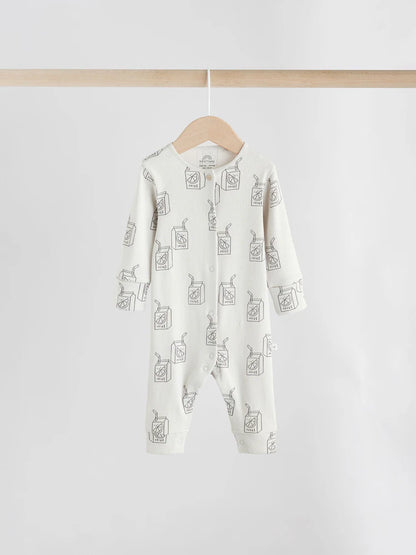 |BabyGirl| Pacote Com 3 Macacões Sem Pés Para Bebês Neutral Croissant Breakfast (0 meses a 3 anos)