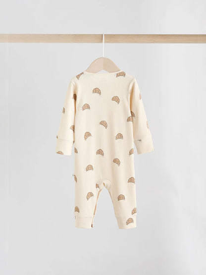 |BabyGirl| Pacote Com 3 Macacões Sem Pés Para Bebês Neutral Croissant Breakfast (0 meses a 3 anos)