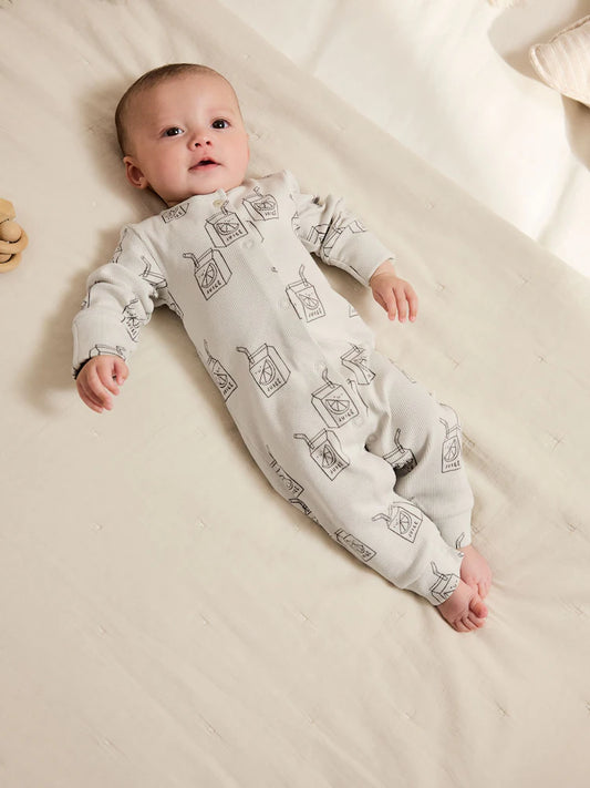 |BabyGirl| Pacote Com 3 Macacões Sem Pés Para Bebês Neutral Croissant Breakfast (0 meses a 3 anos)