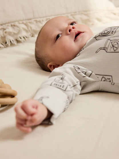 |BabyGirl| Pacote Com 3 Macacões Sem Pés Para Bebês Neutral Croissant Breakfast (0 meses a 3 anos)