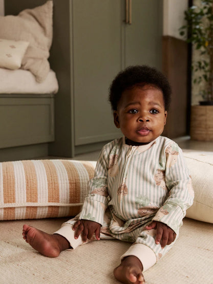 |BabyGirl| Macacão Sem Pés Com Zíper Bidirecional Cream Baby, Pacote Com 3 (0 meses a 3 anos)