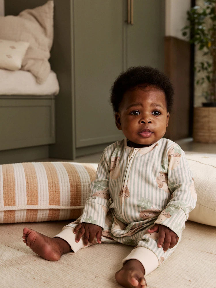 |BabyBoy| Macacão Sem Pés Com Zíper Bidirecional Cream Baby, Pacote com 3 (0 meses a 3 anos)