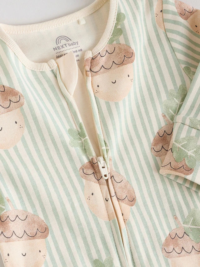 |BabyGirl| Macacão Sem Pés Com Zíper Bidirecional Cream Baby, Pacote Com 3 (0 meses a 3 anos)