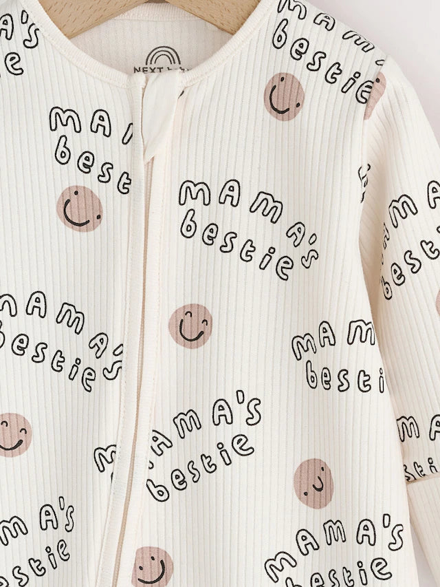 |BabyBoy| Macacão Sem Pés Cream Baby Family Com Zíper Bidirecional (0-18 meses)