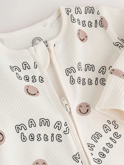 |BabyBoy| Macacão Sem Pés Cream Baby Family Com Zíper Bidirecional (0-18 meses)