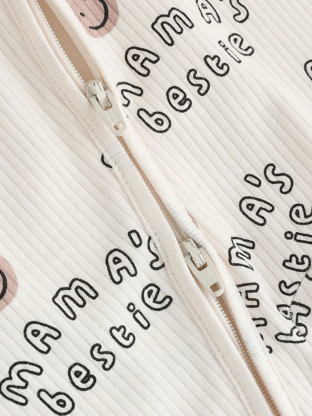 |BabyBoy| Macacão Sem Pés Cream Baby Family Com Zíper Bidirecional (0-18 meses)