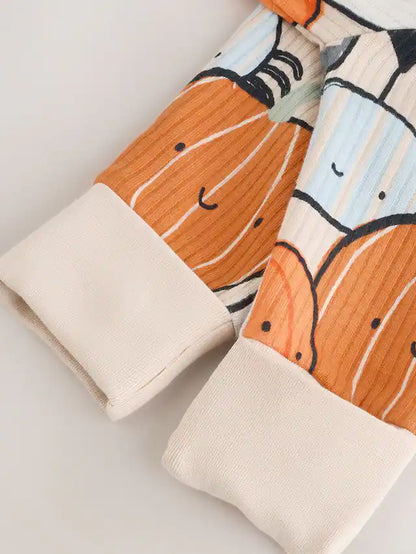 |BabyBoy| Macacão De Dormir Laranja Para Bebê Halloween Com Zíper Bidirecional (0 meses a 3 anos)