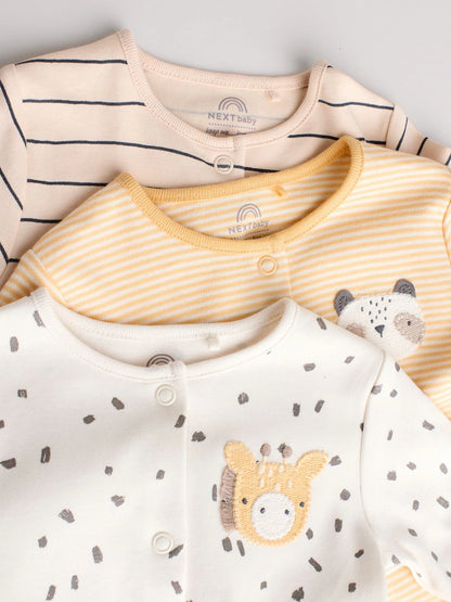 |BabyBoy| Pacote Com 3 Macacões Neutros Para Bebês Sem Pés (0 meses a 3 anos)