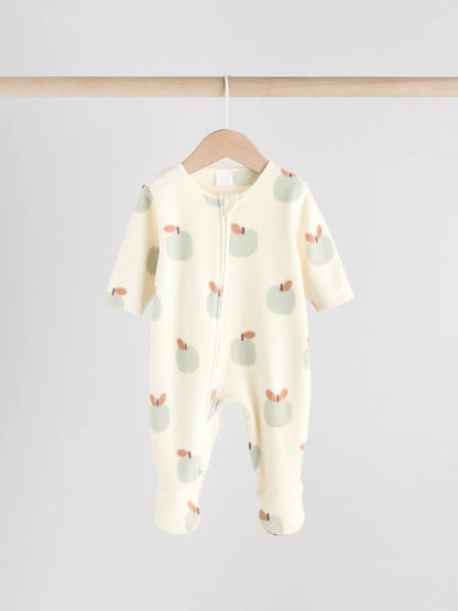 |BabyBoy| Macacão De Microfibra Sage Green Baby Com Zíper Bidirecional, Pacote com 2