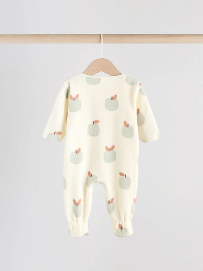 |BabyBoy| Macacão De Microfibra Sage Green Baby Com Zíper Bidirecional, Pacote com 2