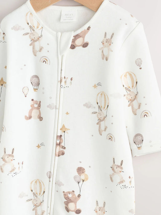 |BabyGirl| Macacão De Dormir Com Forro De Lã e Zíper Bidirecional Creme Para Bebê