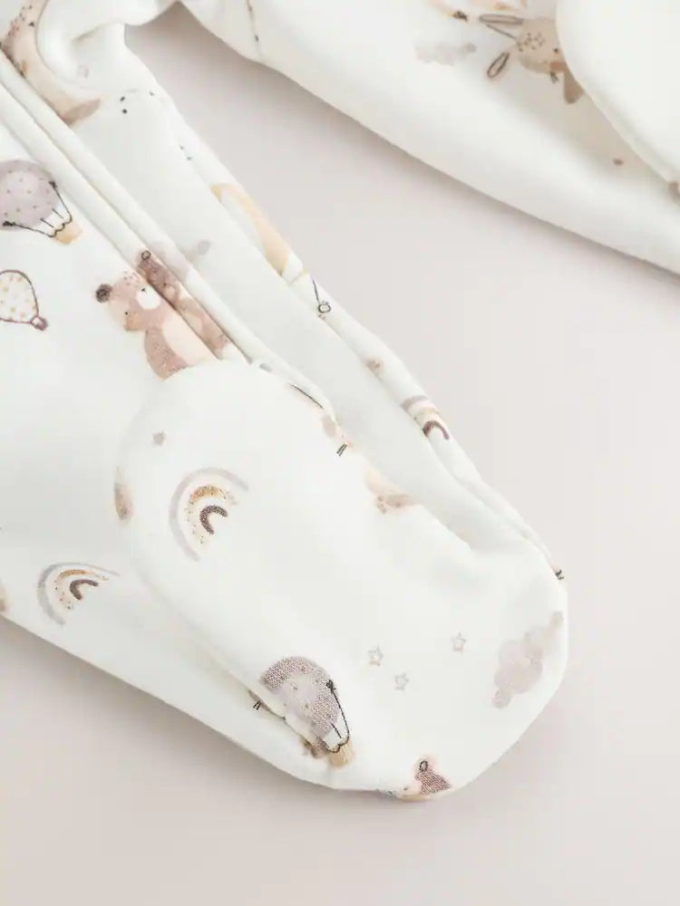 |BabyGirl| Macacão De Dormir Com Forro De Lã e Zíper Bidirecional Creme Para Bebê