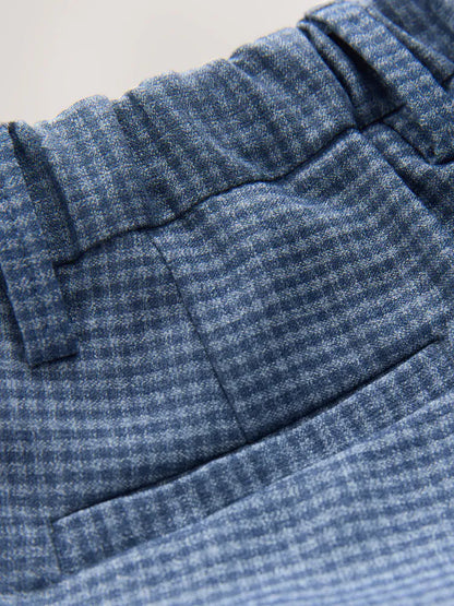 |Boy| Calças Inteligentes Xadrez Azul (3 meses a 7 anos)