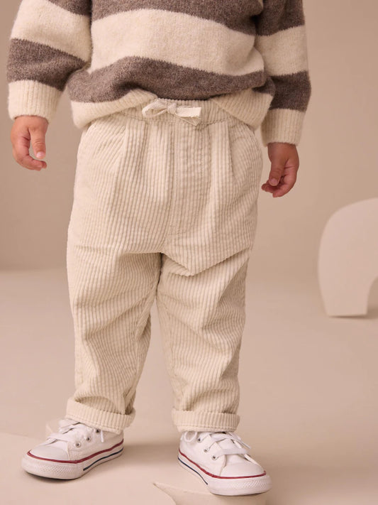 |Boy| Calças De Veludo Cotelê Texturizadas Cru (3 meses a 7 anos)