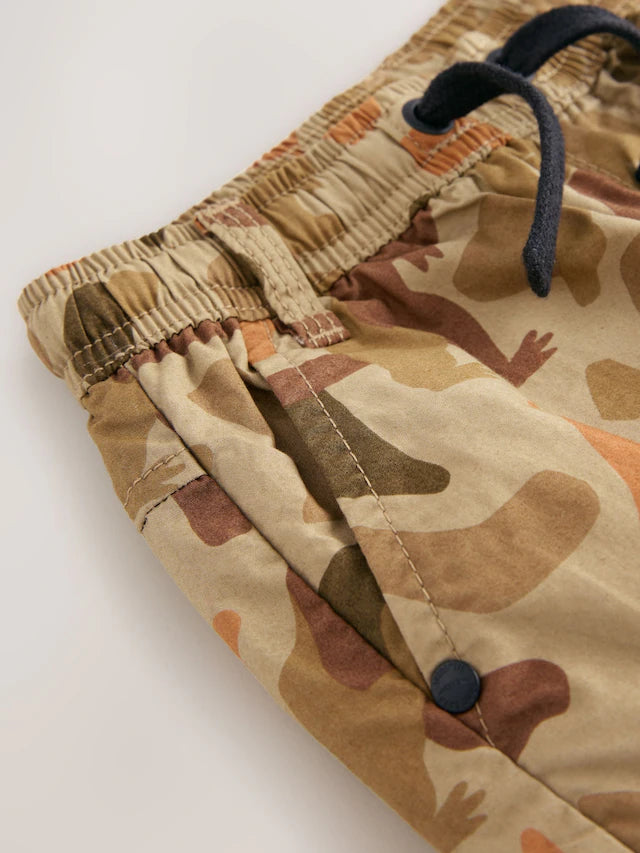 |Boy| Calça Cargo Forrada Com Estampa De Dinossauro e Camuflagem Cáqui (3 meses a 7 anos)