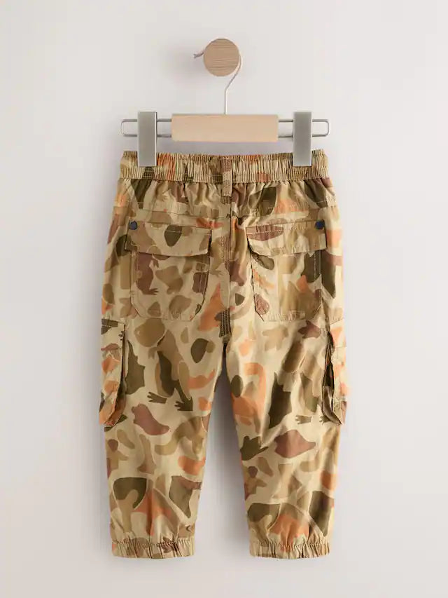 |Boy| Calça Cargo Forrada Com Estampa De Dinossauro e Camuflagem Cáqui (3 meses a 7 anos)