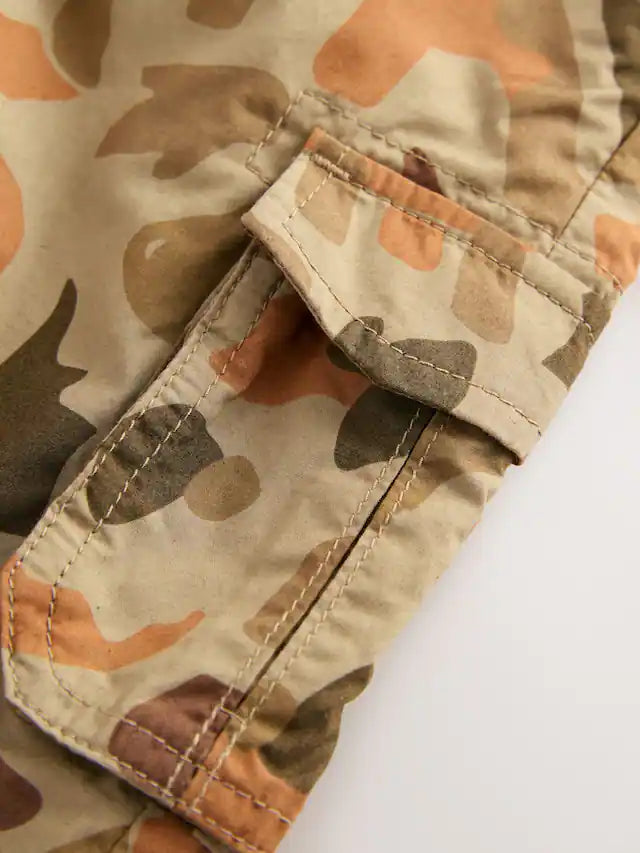 |Boy| Calça Cargo Forrada Com Estampa De Dinossauro e Camuflagem Cáqui (3 meses a 7 anos)