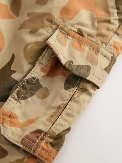 |Boy| Calça Cargo Forrada Com Estampa De Dinossauro e Camuflagem Cáqui (3 meses a 7 anos)