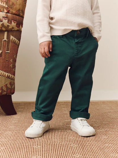 |Boy| Calça Chino Elástica Verde (3 meses a 7 anos)