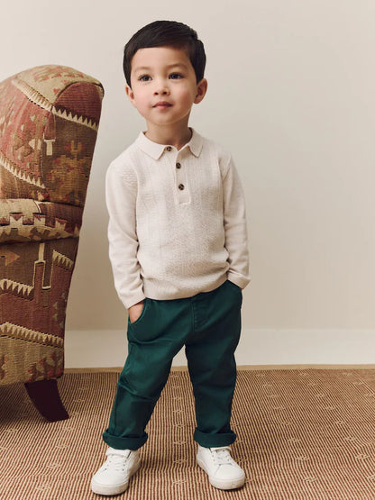 |Boy| Calça Chino Elástica Verde (3 meses a 7 anos)