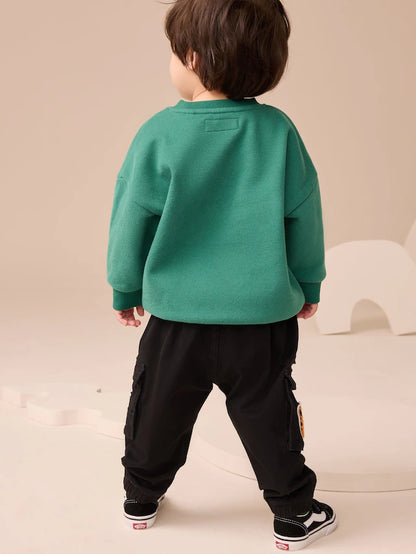 |Boy| Calça Cargo Preta Universitária (3 meses a 7 anos)