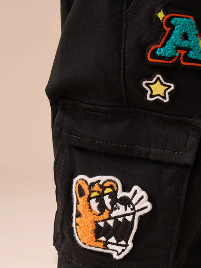|Boy| Calça Cargo Preta Universitária (3 meses a 7 anos)