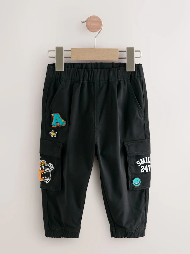 |Boy| Calça Cargo Preta Universitária (3 meses a 7 anos)