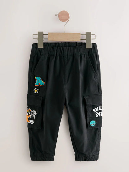 |Boy| Calça Cargo Preta Universitária (3 meses a 7 anos)
