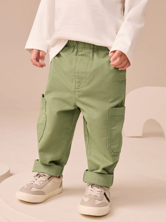 |Boy| Calças Com Bolso Lateral Verde Sálvia (3 meses a 7 anos)