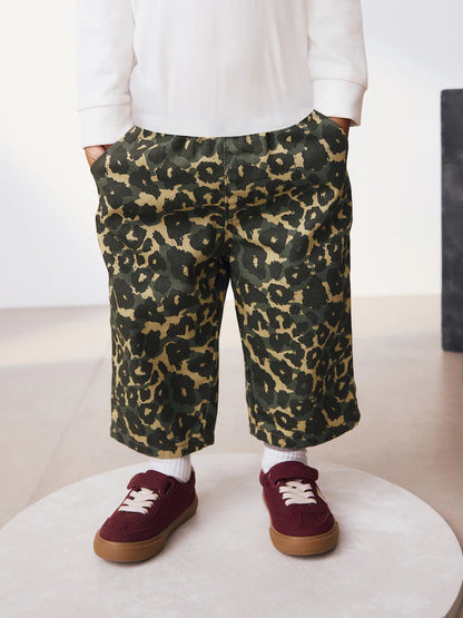 |Boy| Calça Larga Com Estampa De Leopardo Verde (3 meses a 7 anos)