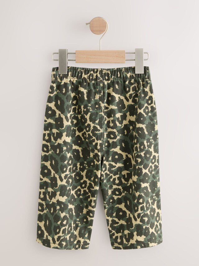 |Boy| Calça Larga Com Estampa De Leopardo Verde (3 meses a 7 anos)