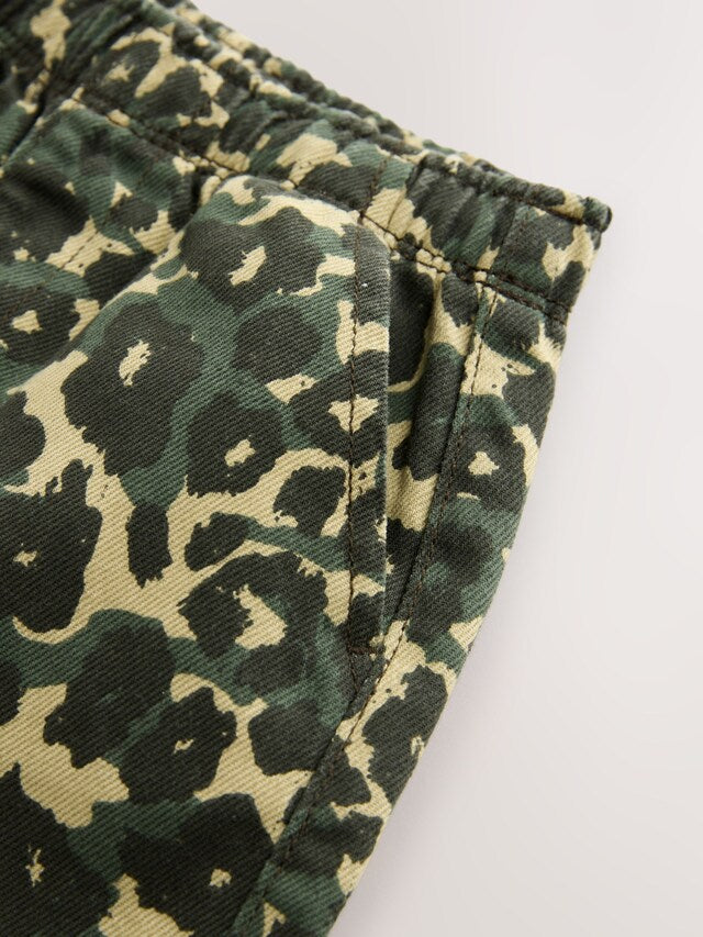 |Boy| Calça Larga Com Estampa De Leopardo Verde (3 meses a 7 anos)