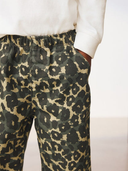 |Boy| Calça Larga Com Estampa De Leopardo Verde (3 meses a 7 anos)