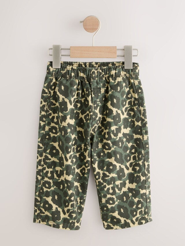 |Boy| Calça Larga Com Estampa De Leopardo Verde (3 meses a 7 anos)