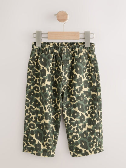 |Boy| Calça Larga Com Estampa De Leopardo Verde (3 meses a 7 anos)