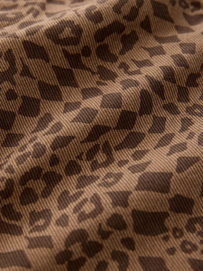 |Boy| Calças Largas Com Estampa De Leopardo Bege (3 meses a 7 anos)