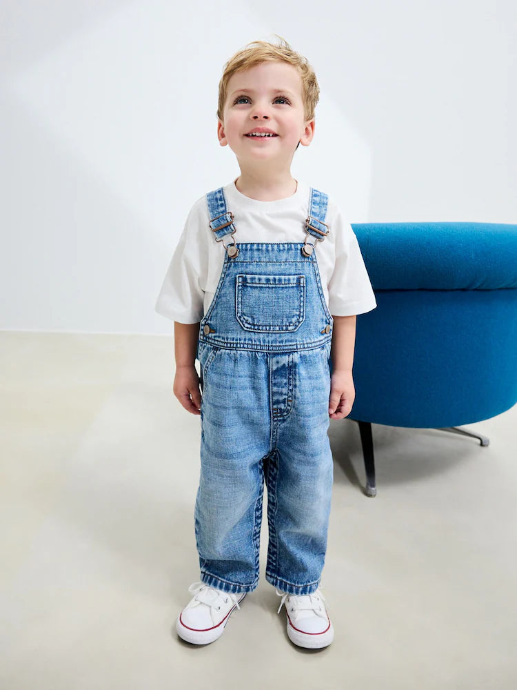 |Boy| Macacão Jeans Azul Médio (3 meses a 7 anos)