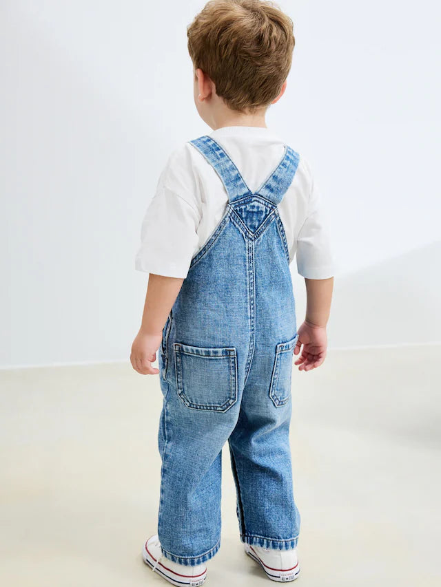 |Boy| Macacão Jeans Azul Médio (3 meses a 7 anos)