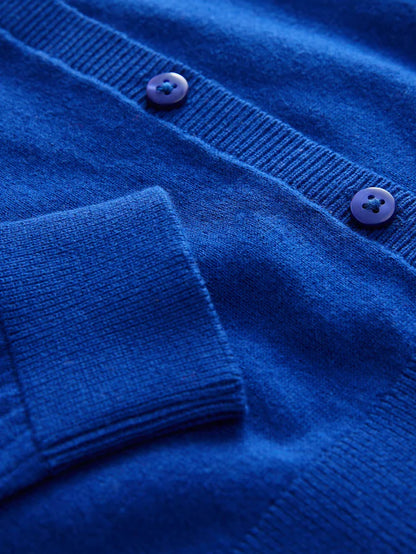 |BigGirl| Cardigan Escolar Azul De Algodão Com Babados Nos Ombros (3-16 anos)