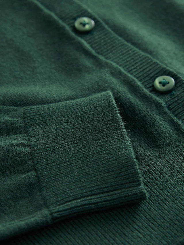 |BigGirl| Cardigan Escolar Verde De Algodão Com Babados Nos Ombros (3-16 anos)