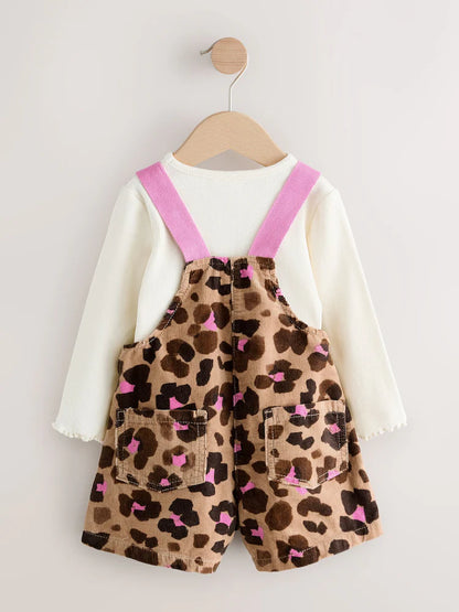 |Girl| Conjunto De Macacão Com Blusa e Meia-Calça Estampados De Animais (3 meses a 7 anos)