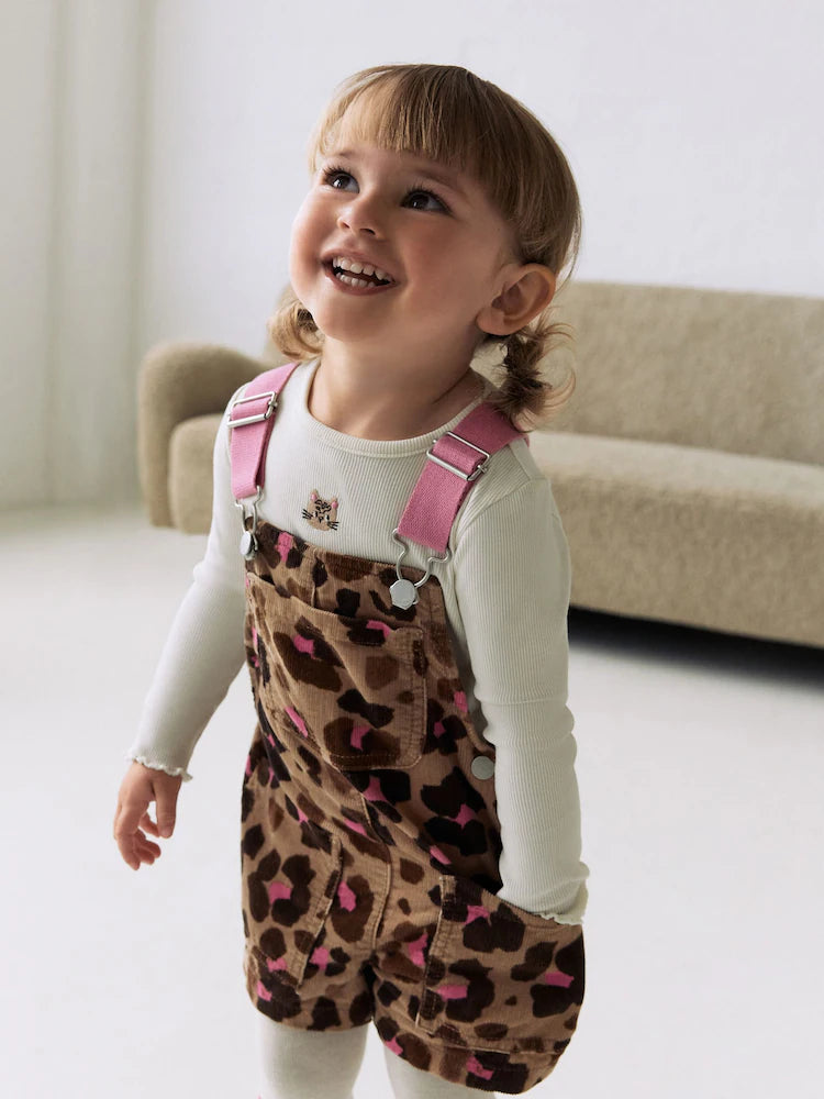 |Girl| Conjunto De Macacão Com Blusa e Meia-Calça Estampados De Animais (3 meses a 7 anos)