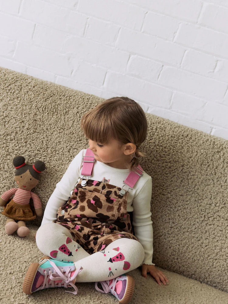 |Girl| Conjunto De Macacão Com Blusa e Meia-Calça Estampados De Animais (3 meses a 7 anos)