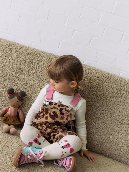 |Girl| Conjunto De Macacão Com Blusa e Meia-Calça Estampados De Animais (3 meses a 7 anos)