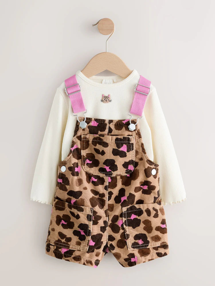 |Girl| Conjunto De Macacão Com Blusa e Meia-Calça Estampados De Animais (3 meses a 7 anos)